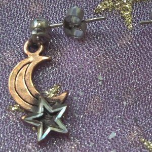 COPPER/SILVER TONE STAR EARRINGS